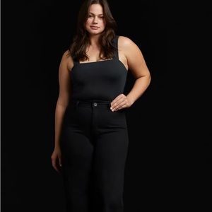 Nuuds square neck black bodysuit tank